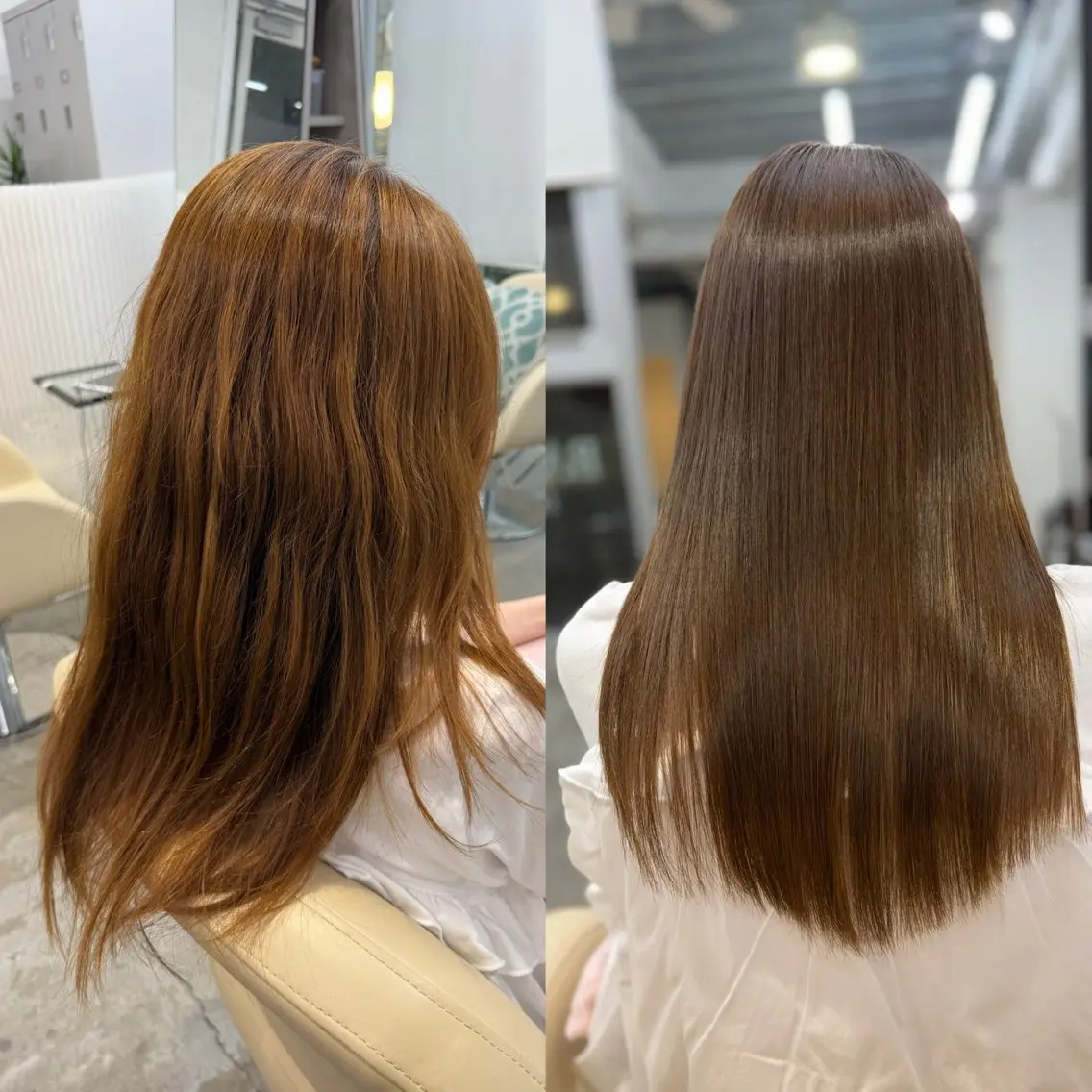 セミロング カラー 縮毛矯正 カット ヘアカラー 縮毛矯正 トリートメント 柔らかくしなやかな 髪質改善　テラサカのヘアスタイル
