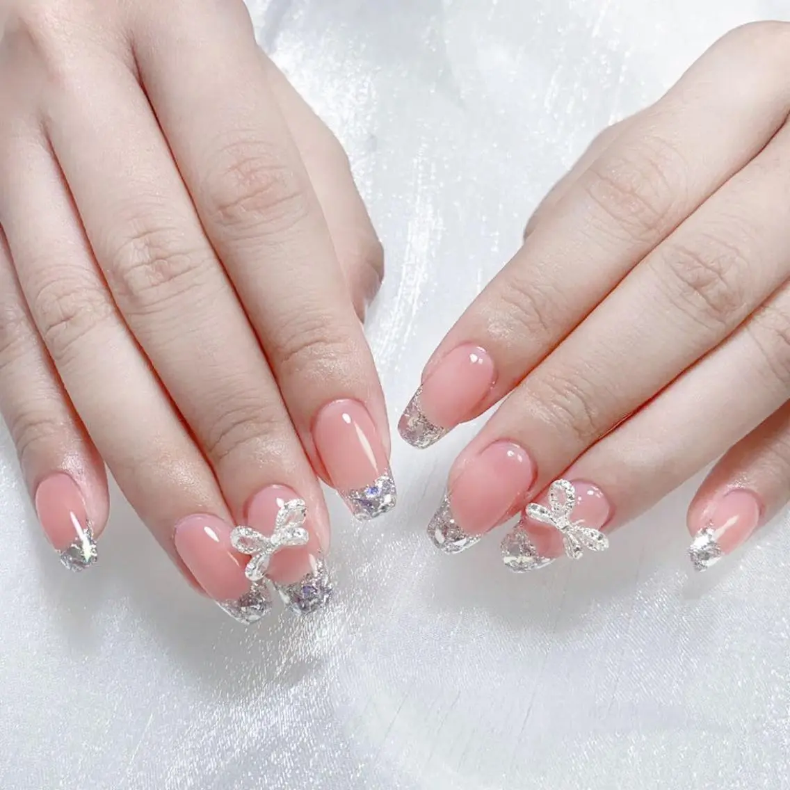 ネイル メンズ フレンチネイル ガラスフレンチ ハンドネイル Nail salon 木にいるのネイルデザイン