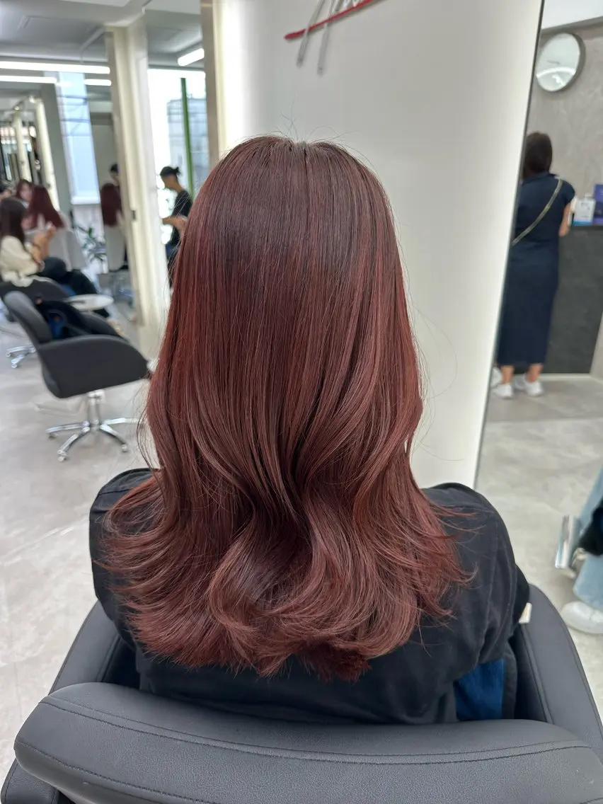 セミロング カラー ブリーチ ブラウンカラー ダブルカラー ブリーチなしカラー ピンクカラー カット ヘアカラー 田之上千尋/透明感 ブリーチなし/韓国風のヘアスタイル