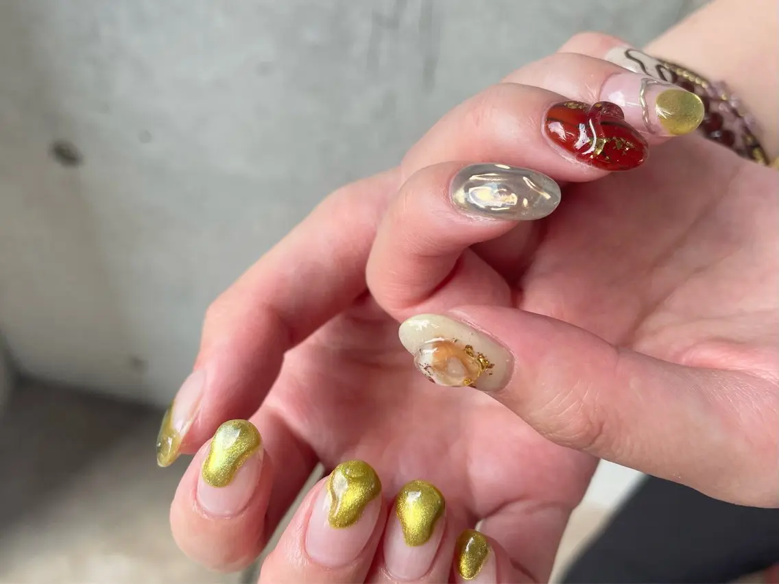ネイル アートネイル オーロラネイル ジェルネイル 韓国ネイル マグネットネイル ハンドネイル MARU NAIL manamiのネイルデザイン
