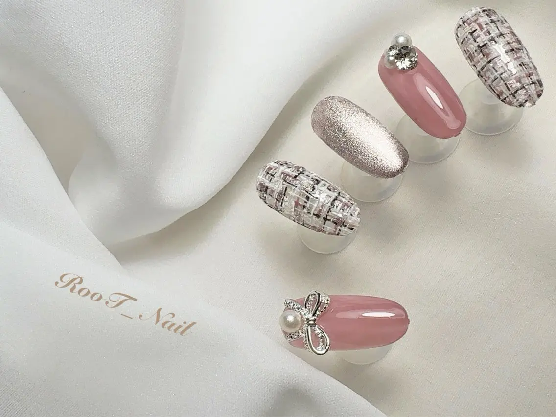 ネイル マグネットネイル ツイードネイル ハンドネイル RooT Nailのネイルデザイン