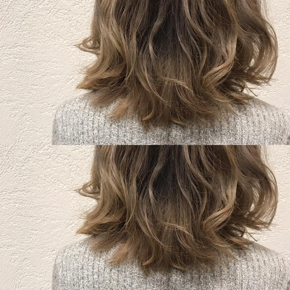 ミディアム カラー アッシュ バレイヤージュ オリーブアッシュ レイヤーカット デザインカラー🌈 高木リョウのヘアスタイル