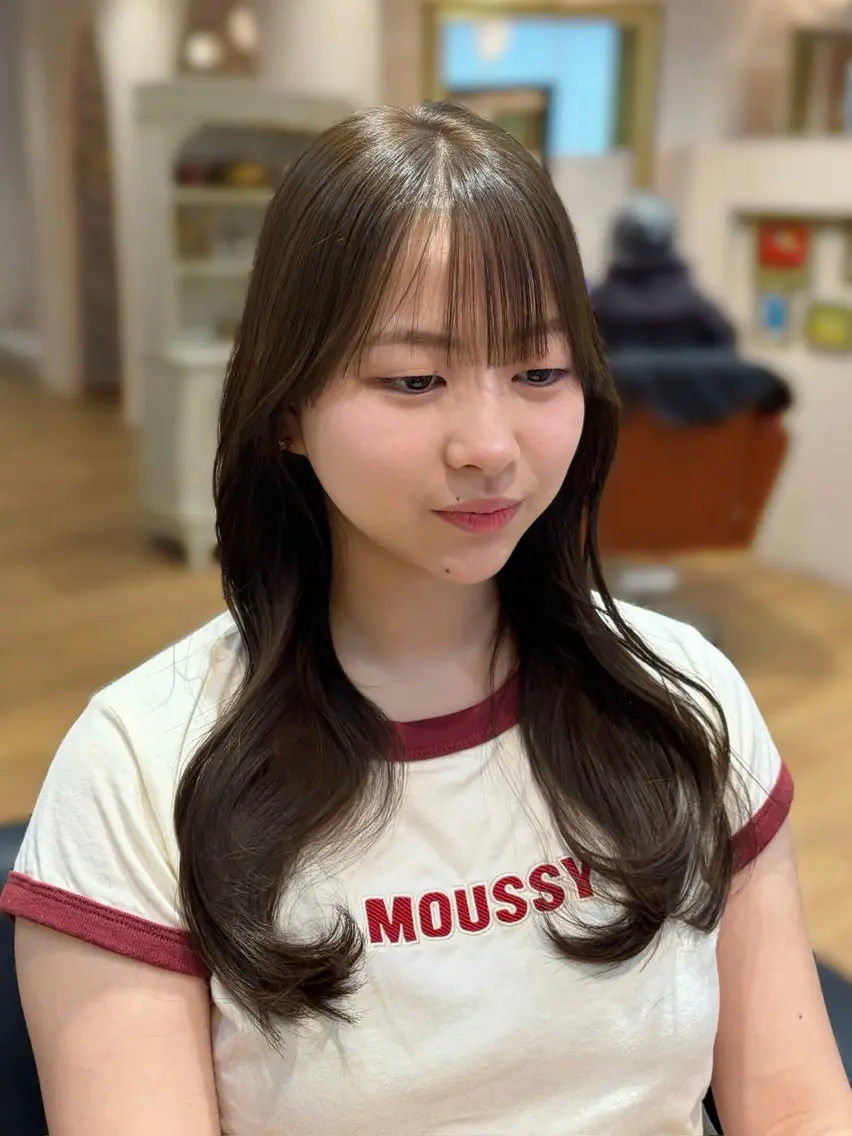 ロング カラー ベージュカラー ミント ミントベージュ カット ヘアカラー トリートメント asuka‪‪‎🤍 Lita 4Fのヘアスタイル