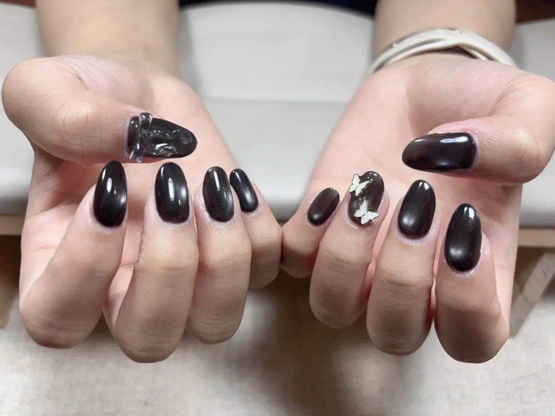 ネイル アートネイル オーロラネイル チークネイル 長さ出し フレンチネイル ハンドネイル Yumi Nail Seiのネイルデザイン