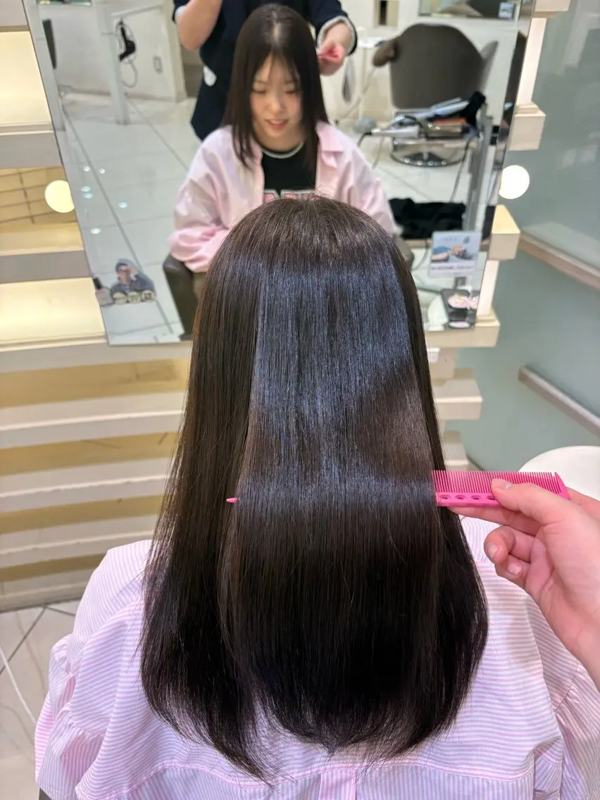 セミロング カット 縮毛矯正 レイヤーボブ/ 縮毛矯正/チホリのヘアスタイル