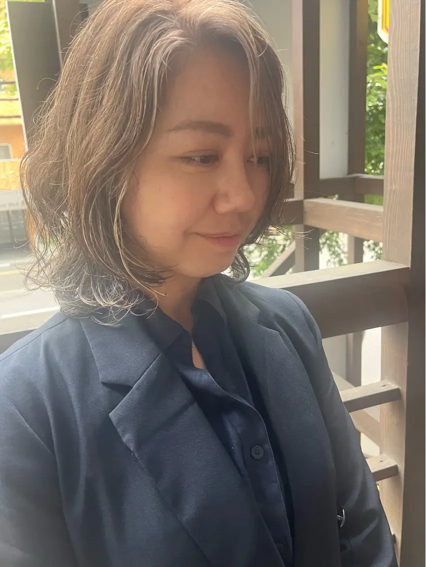 ミディアム カット ヘアカラー ママ美容師 *ヒマワリのヘアスタイル