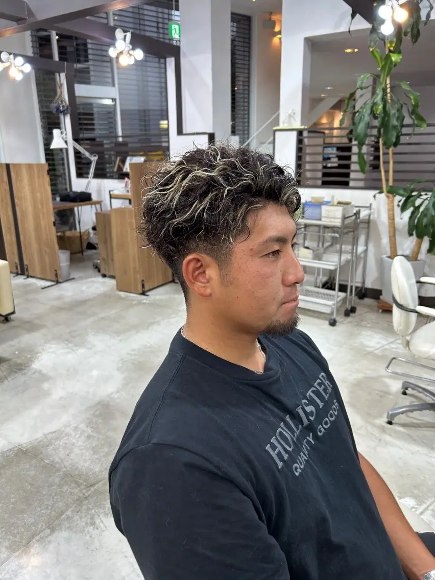カラー パーマ メンズ メンズメッシュ メンズパーマ メッシュ まつ毛&ヘア earnest山田のマツエク・マツパデザイン