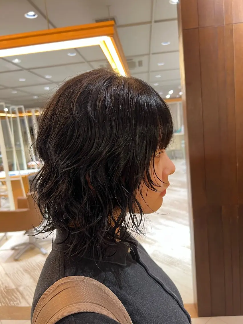 セミロング セミロングパーマ 顔まわりレイヤー 顔周りカット レイヤーカット カット ヘアカラー ﾕｳﾅ/ ショート・ボブ🐰のヘアスタイル
