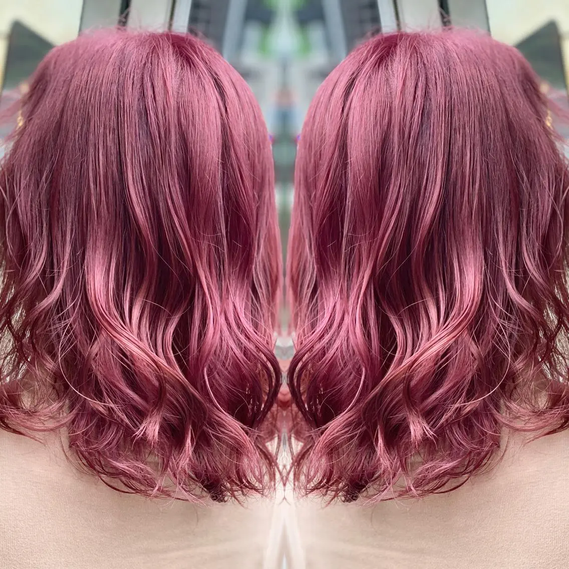 ミディアム カラー ヘアアレンジ カット 縮毛矯正 トリートメント 髪質改善×ハイトーン 中田啄也のヘアスタイル
