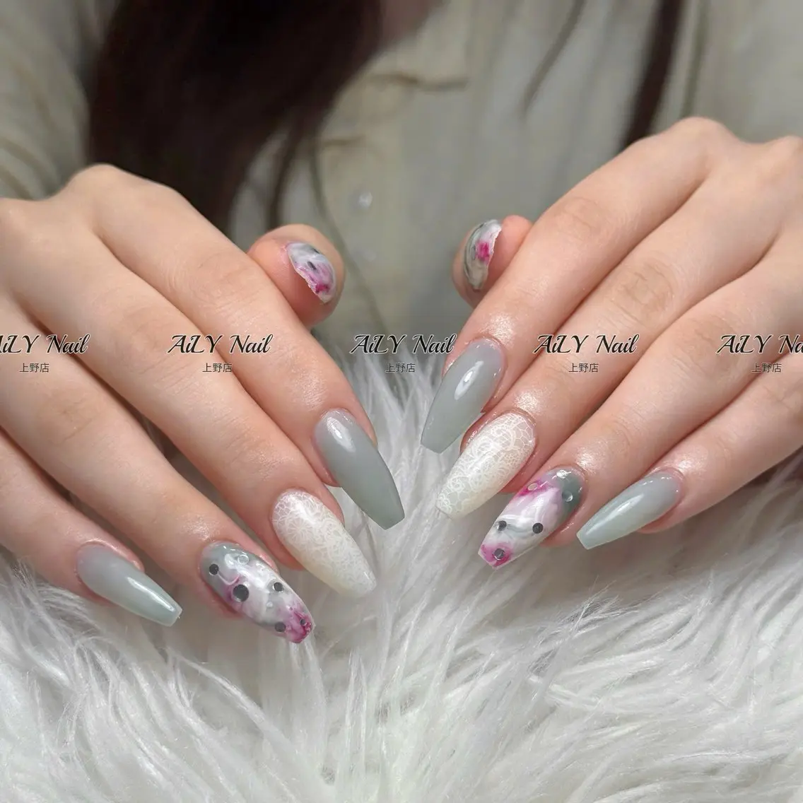 ネイル アートネイル ジェルネイル マグネットネイル ニュアンスネイル シンプルネイル ハンドネイル AiLy Nail 上野店のネイルデザイン