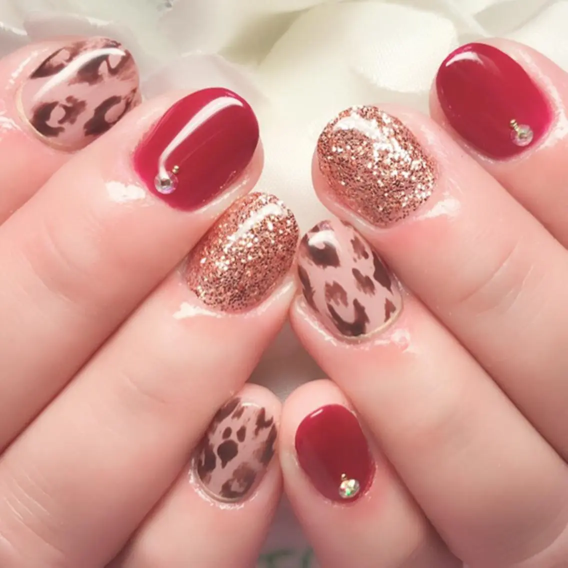 ネイル アニマル柄 アートネイル フレンチネイル グラデーション キラキラネイル Nail Salon ertiのネイルデザイン