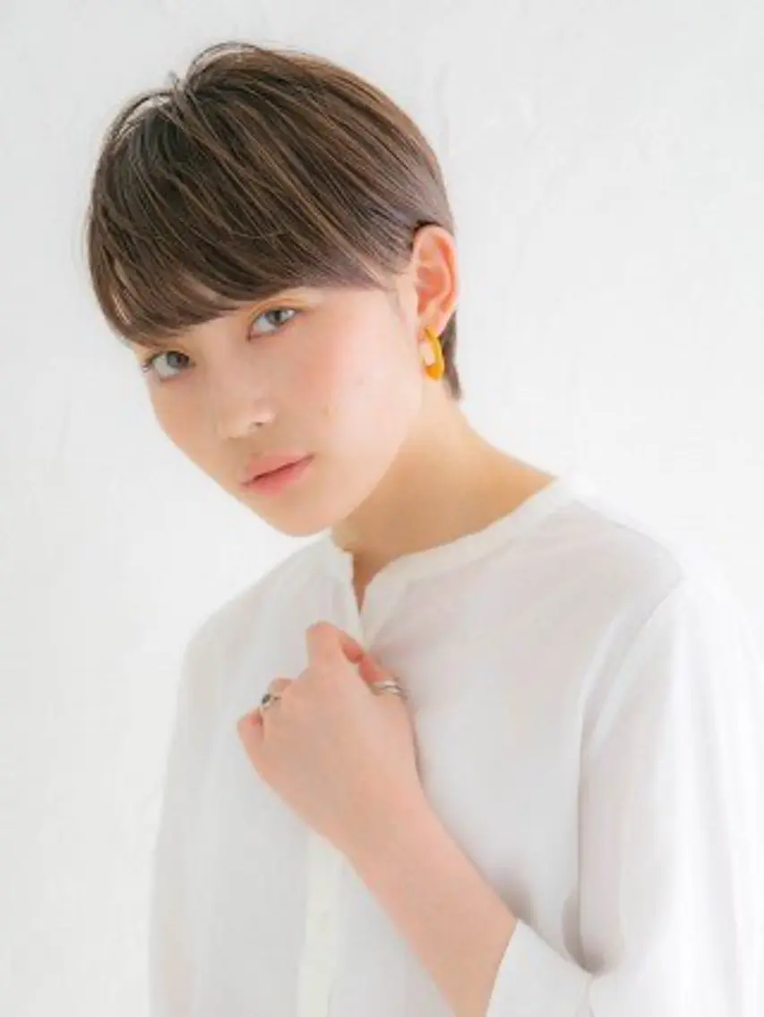 ショート カラー 丸みショート ボブ ショートヘア 小顔カット 縮毛矯正 💎ハイライトカラー /髪質改善カラー💎のヘアスタイル