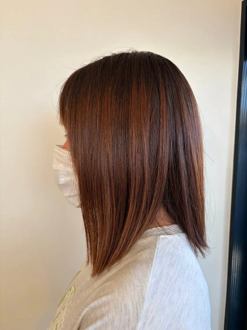 ミディアム カラー ボブ カット 中村 仁哉のヘアスタイル