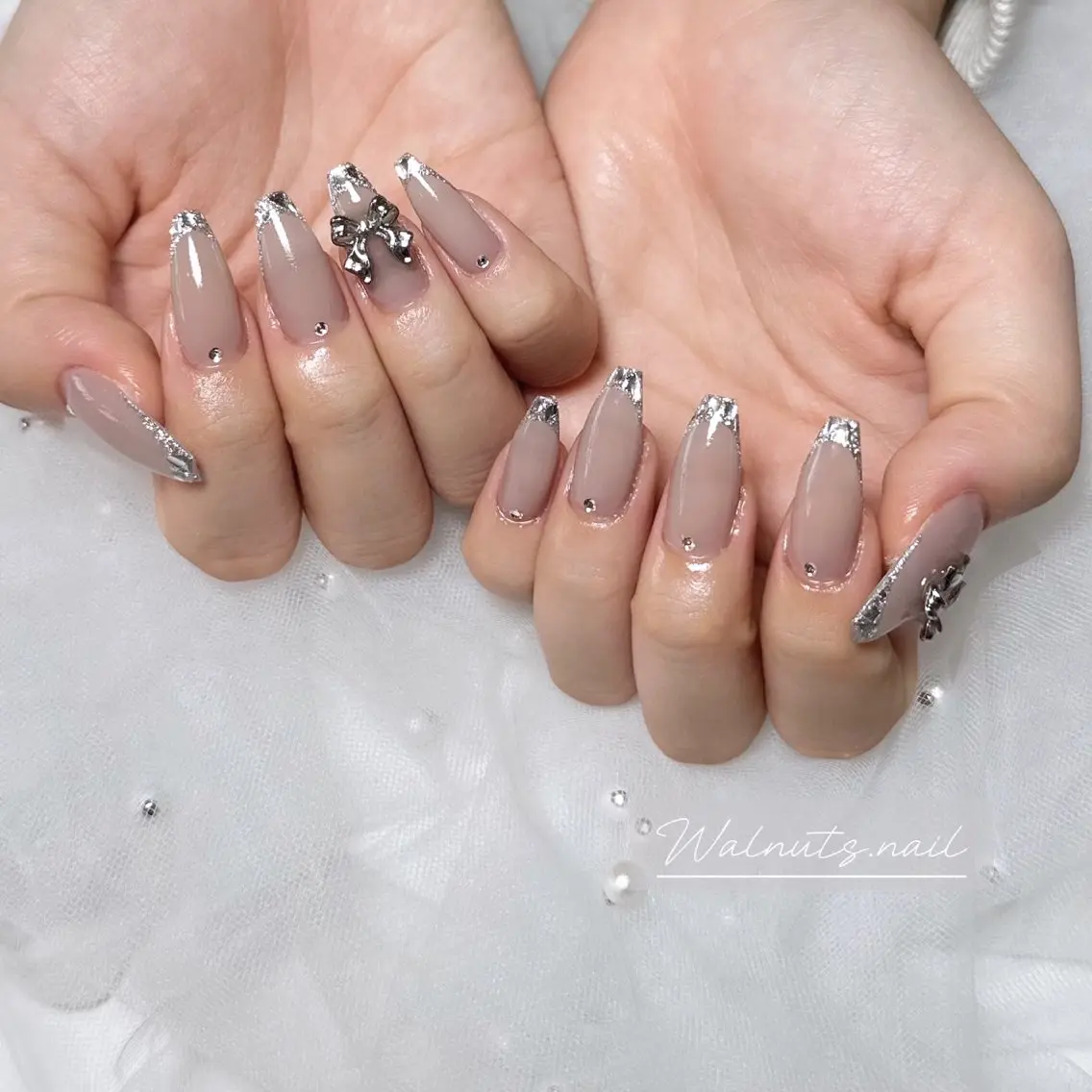ネイル アートネイル フレンチネイル ガラスフレンチ Nail salon esterellaのネイルデザイン