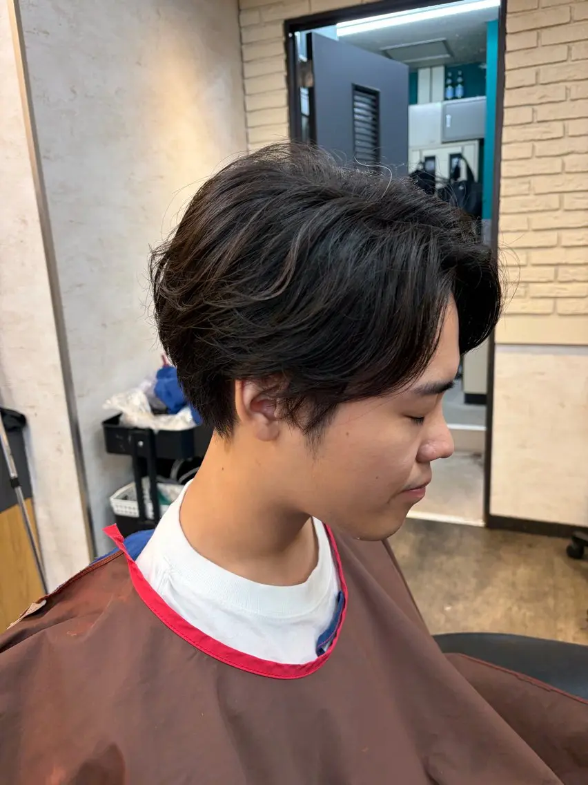 ミディアム ミディアムパーマ くびれヘア ウルフカット 【癒しのバーバー】 小野寺のヘアスタイル