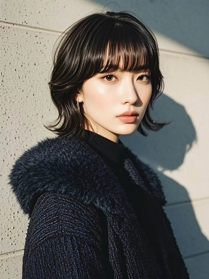 ミディアム ショートボブ ミディアムレイヤー ミディアムパーマ アッシュ ボブ カット ヘアカラー ウルフカット 811 大阪梅田 ウルフのヘアスタイル