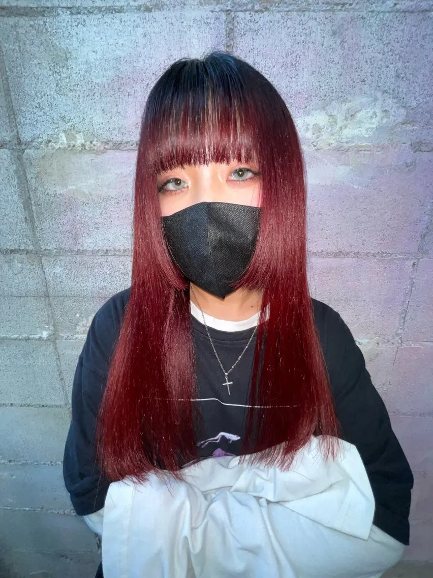 ロング カラー ダブルカラー レッドカラー デザインカラー★★★ Haco+shihoのヘアスタイル