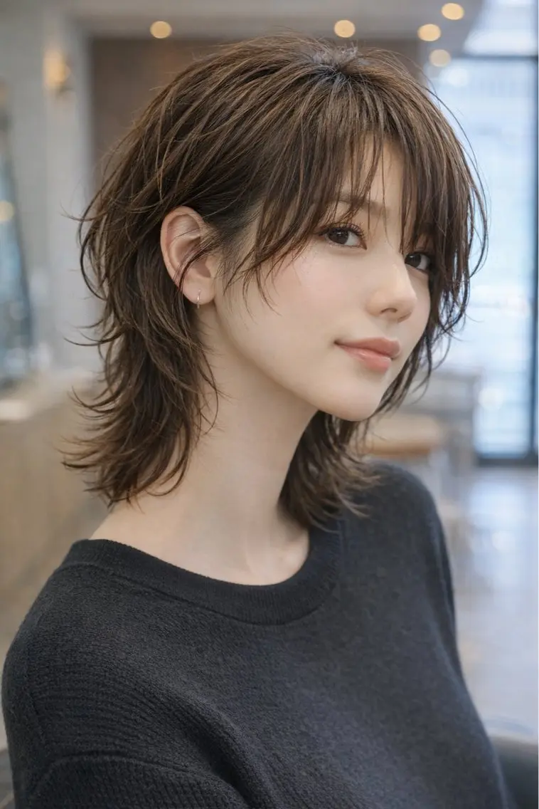 ミディアム くびれヘア レイヤーカット カット ヘアカラー トリートメント 齋藤 智佳のヘアスタイル