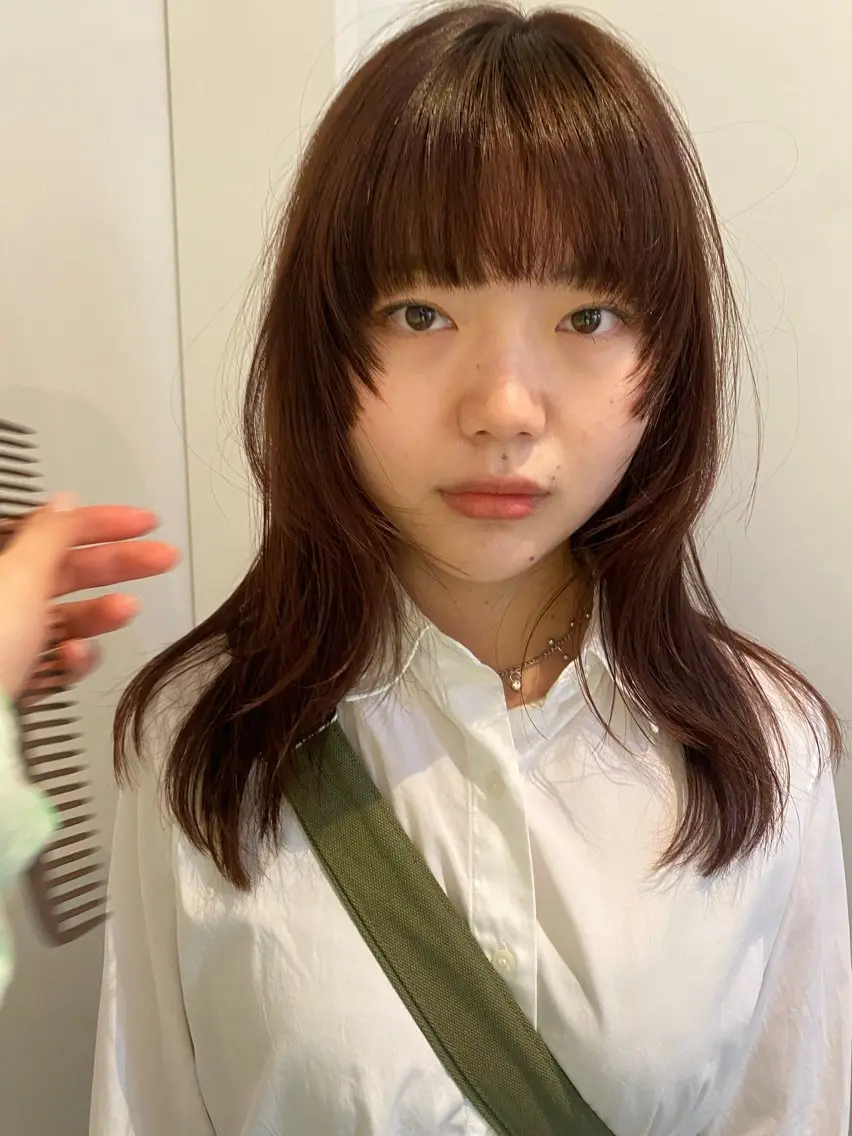 ミディアム カラー 永田 愛莉のヘアスタイル