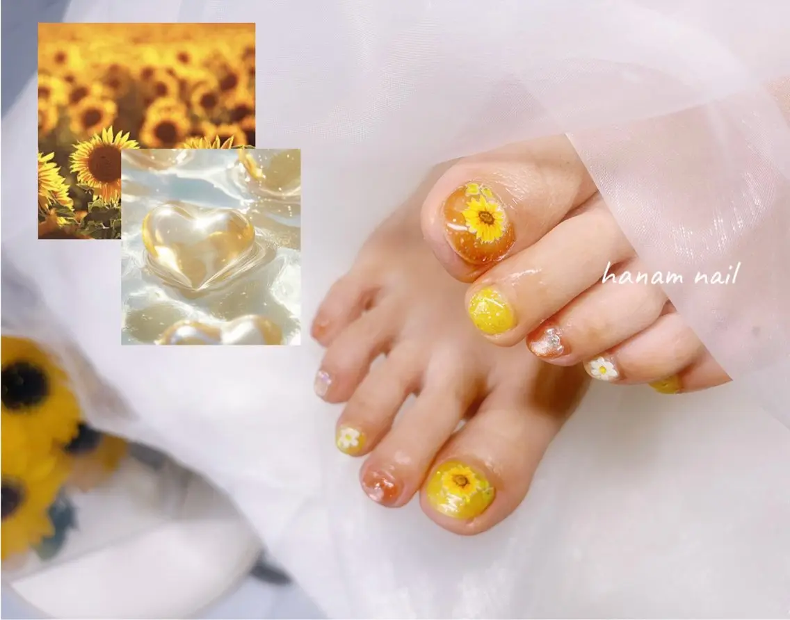 ネイル フットネイル hanam nail 🌿🩵ハナムネイルのネイルデザイン