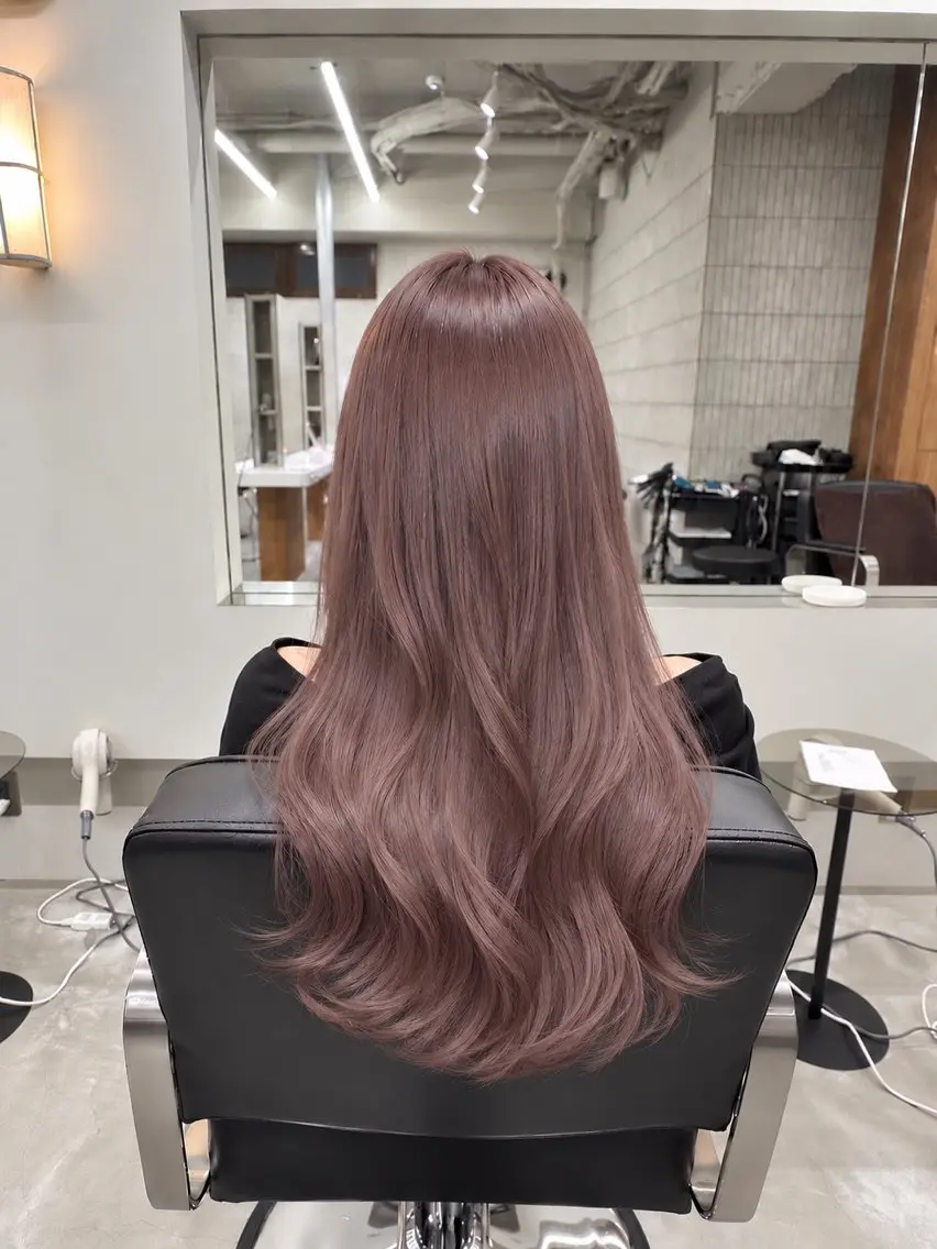 ロング ピンクブラウン ヘアカラー トリートメント 美髪矯正/韓国風レイ ヤー/kazuyaのヘアスタイル