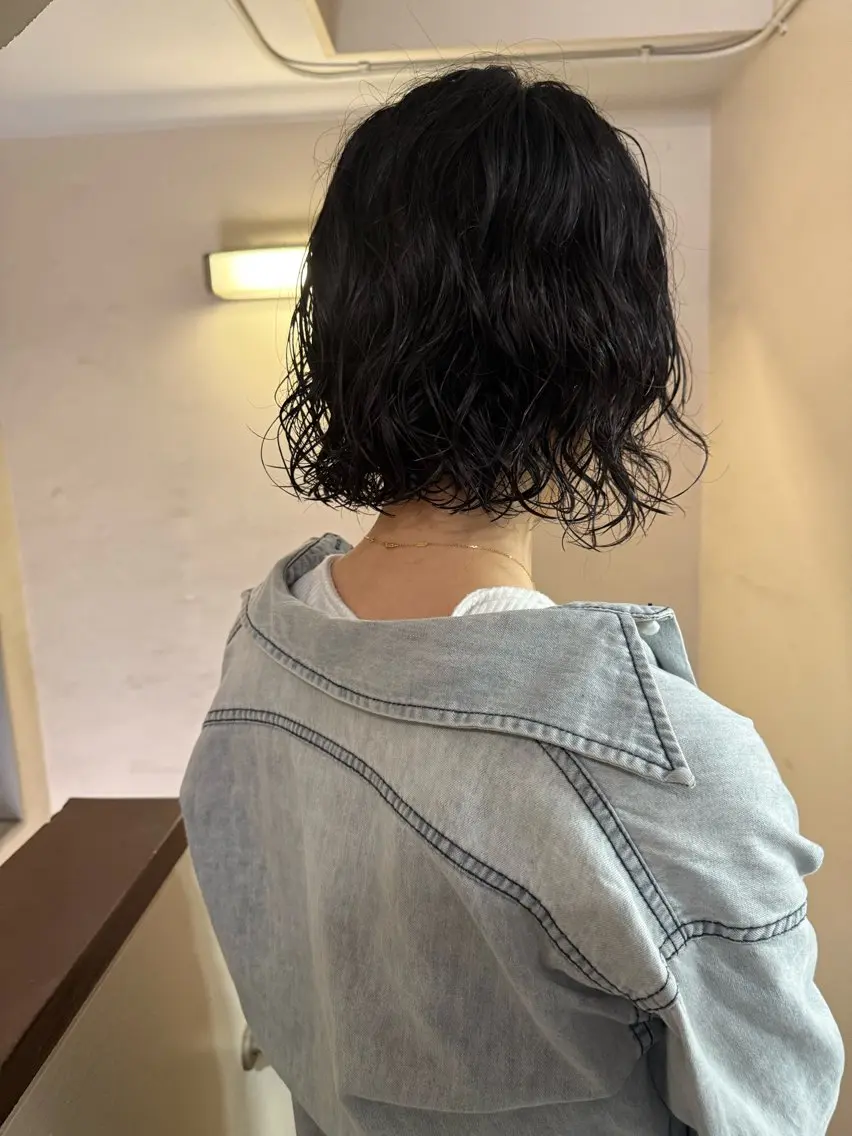 ショート パーマ ボブ ニュアンスパーマ 森貴裕/ベージュ/ パーマ/オリーブのヘアスタイル