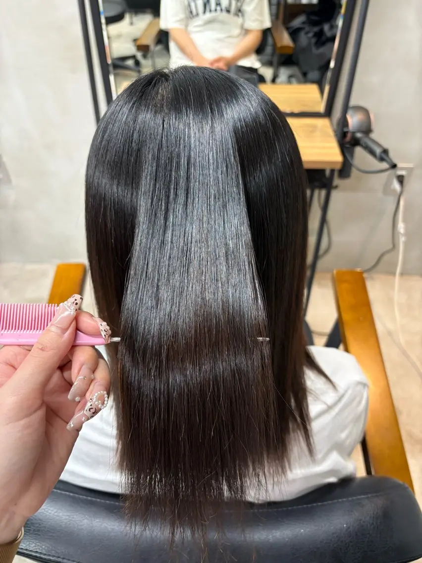 ミディアム 縮毛矯正 長代 結日香のヘアスタイル