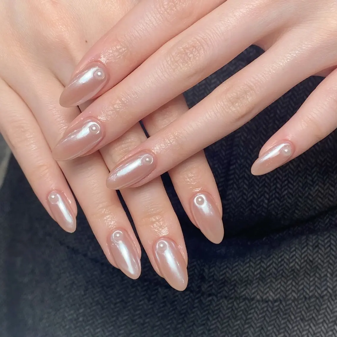 ネイル チークネイル 長さ出し フレンチネイル ジェルネイル ガーリー ハンドネイル UM Nail Salonのネイルデザイン