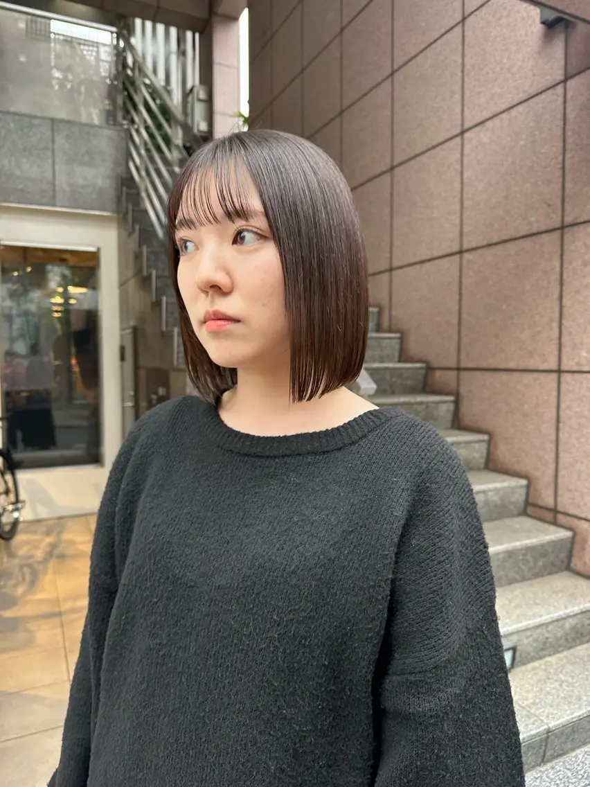 ショート 縮毛矯正 カット 縮毛矯正 トリートメント REINA☁️透明感 カラー/ぷつっと♡のヘアスタイル
