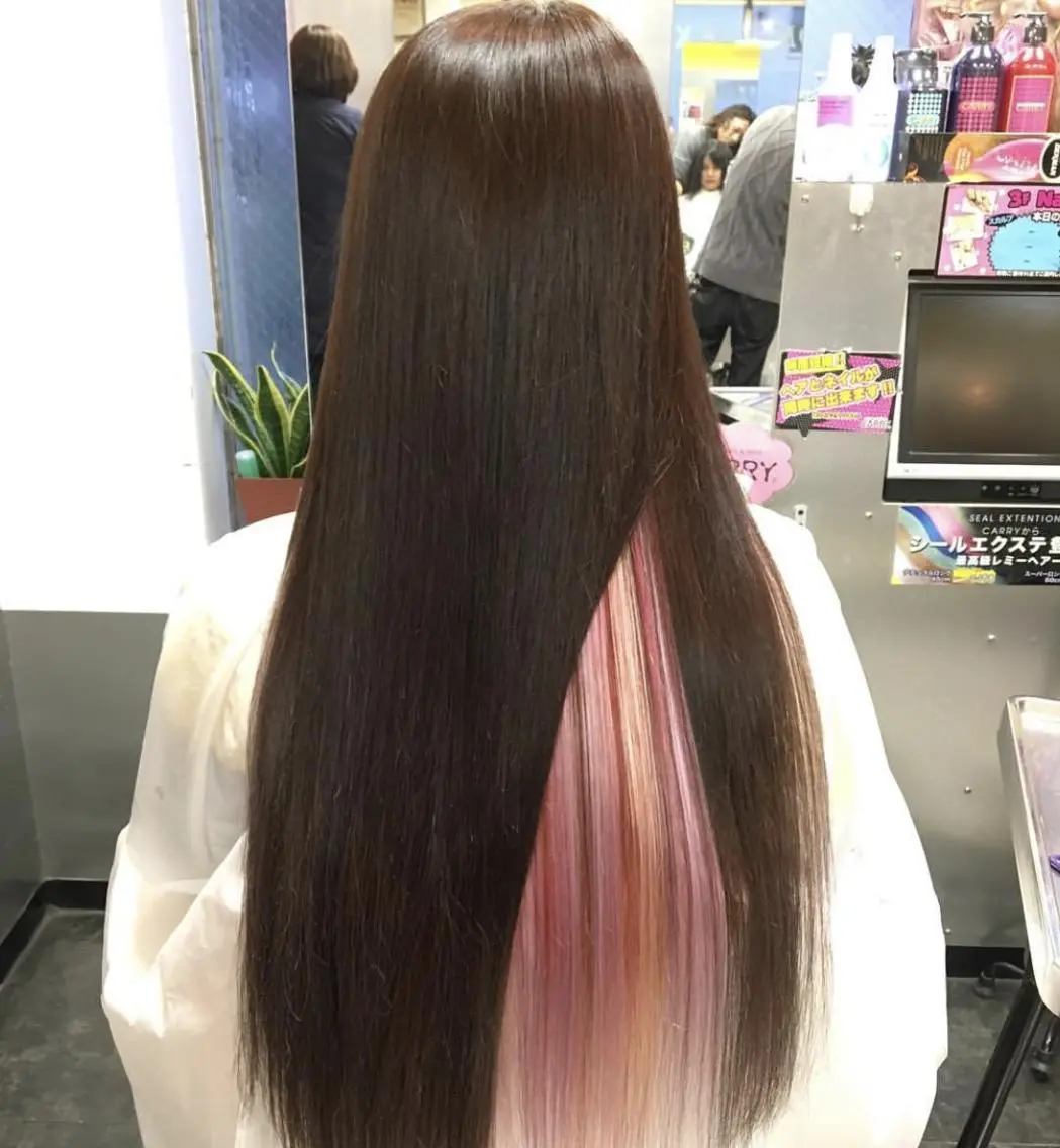ロング カラー シールエクステ エクステ 韓国カラー/エクステ carryのヘアスタイル