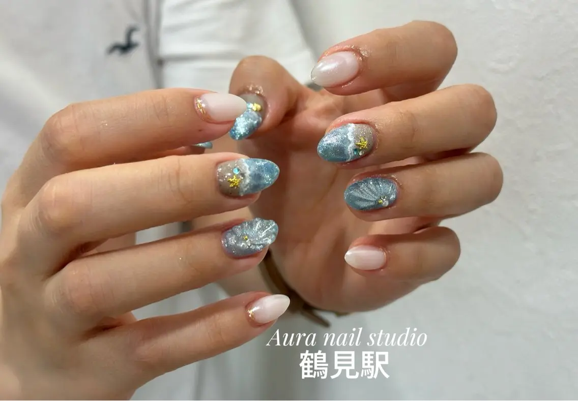 ネイル ハンドネイル Aura nail 🍐💫のネイルデザイン