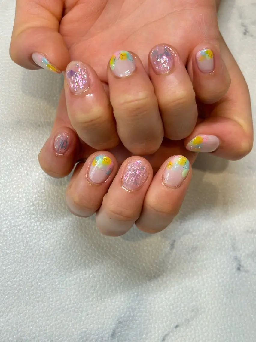 ネイル キラキラネイル ぷっくりネイル 春ネイル ハンドネイル ほそかわ さき-SOLAのネイルデザイン