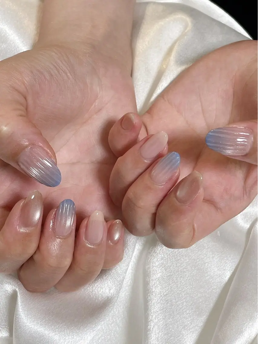 ネイル オーロラネイル 桜ネイル フラワーネイル フットネイル フレンチネイル ハンドネイル kikinail 溝の口のネイルデザイン