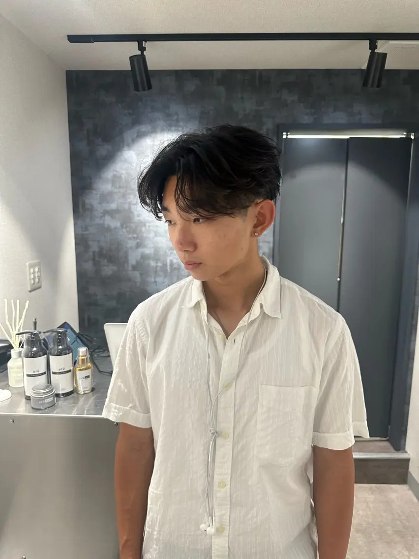 ミディアム パーマ メンズ センターパート 💈原宿指名No.1 センターパート💈のヘアスタイル