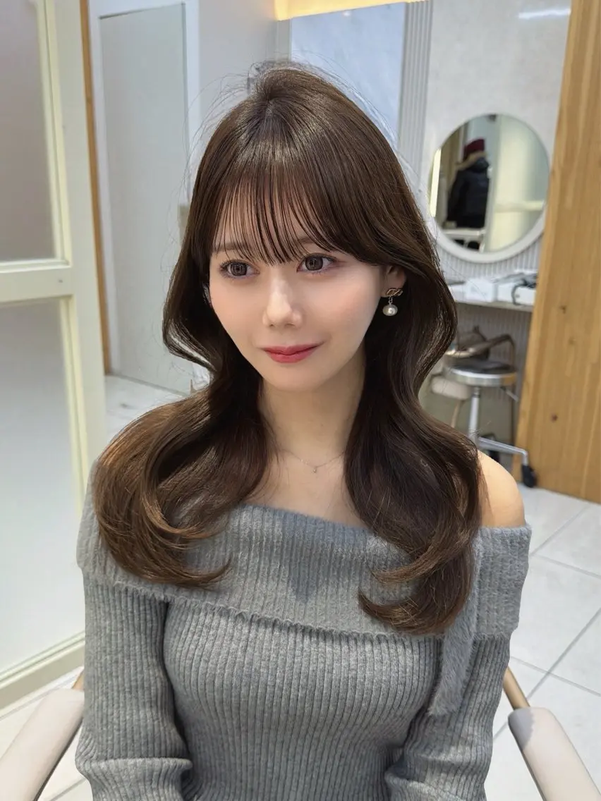 セミロング カット ヘアカラー トリートメント 顔周り/レイヤー /韓国ヘア/TAKUのヘアスタイル