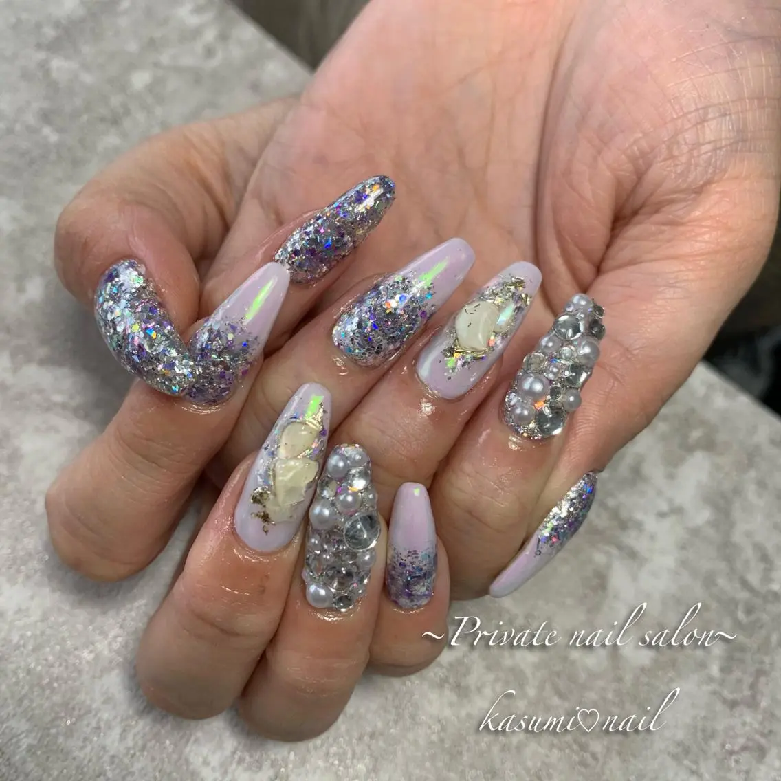 ネイル ラメ(グリッター) ミラーネイル ニュアンスネイル KASUMI♡ Nailのネイルデザイン