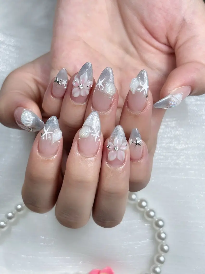 ネイル キラキラネイル 韓国ネイル マグネットネイル 夏ネイル ワンホンネイル ハンドネイル Sully Nail Labのネイルデザイン