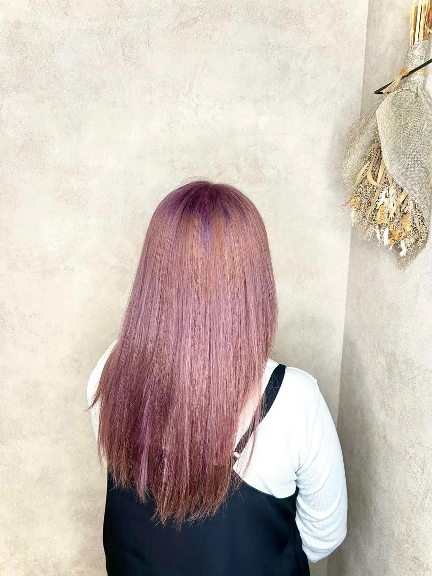 ロング カラー ブリーチ ラベンダーカラー ラベンダーピンク ピンクカラー ヘアカラー 今福 星南🌟 大阪/ブリーチ🌟のヘアスタイル
