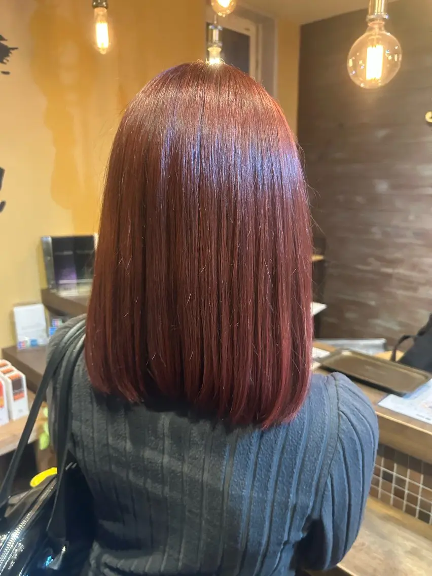 カラー ブリーチ ダブルカラー ブリーチなしカラー レッドカラー 🐻‍岩井 杏珠🐻‍のヘアスタイル