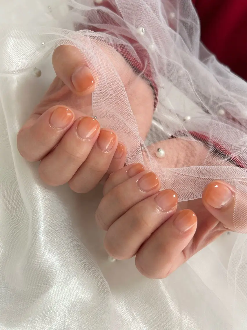 ネイル グラデーション オレンジ ショートネイル ハンドネイル Dallon nailのネイルデザイン