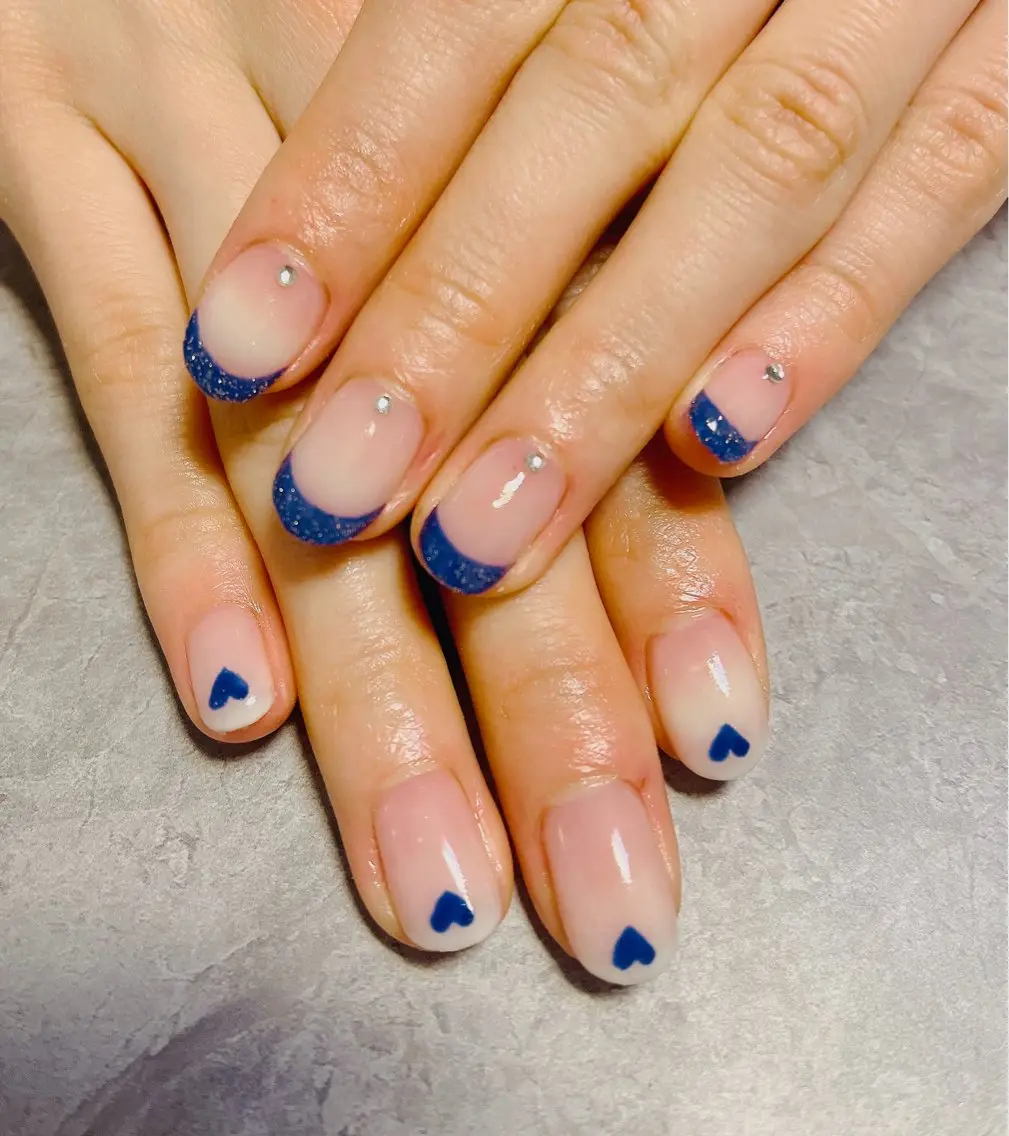 ネイル ガーリー ネイビー バレンタイン 冬ネイル ベテランネイル cnc nailのネイルデザイン