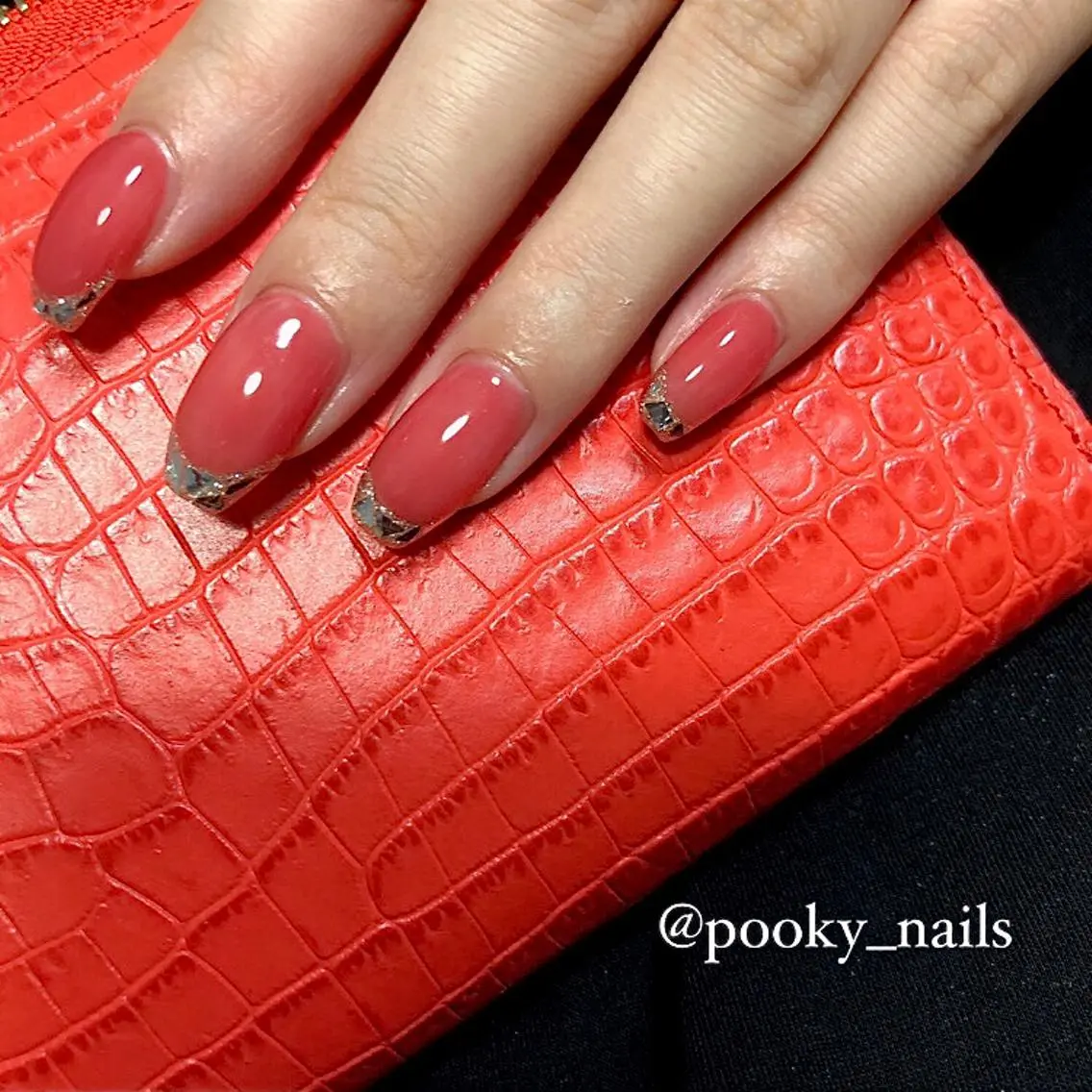 ネイル フレンチネイル ガラスフレンチ ハンドネイル Pooky nailsのネイルデザイン