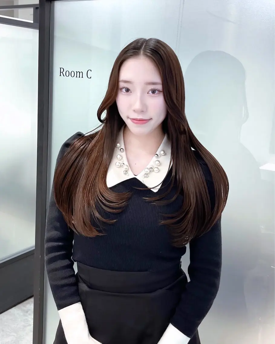 ロング 韓国風ヘア レイヤーカット カット ヘアカラー トリートメント 韓国レイヤーカット 髪質改善▫️水野有真のヘアスタイル