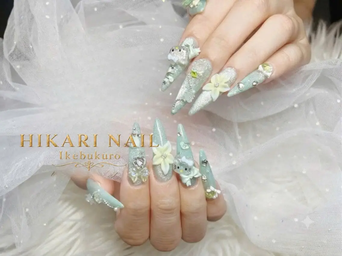 ネイル チークネイル 長さ出し フレンチネイル ガーリー ハロウィン ハンドネイル HikariNail Ikebukuroのネイルデザイン