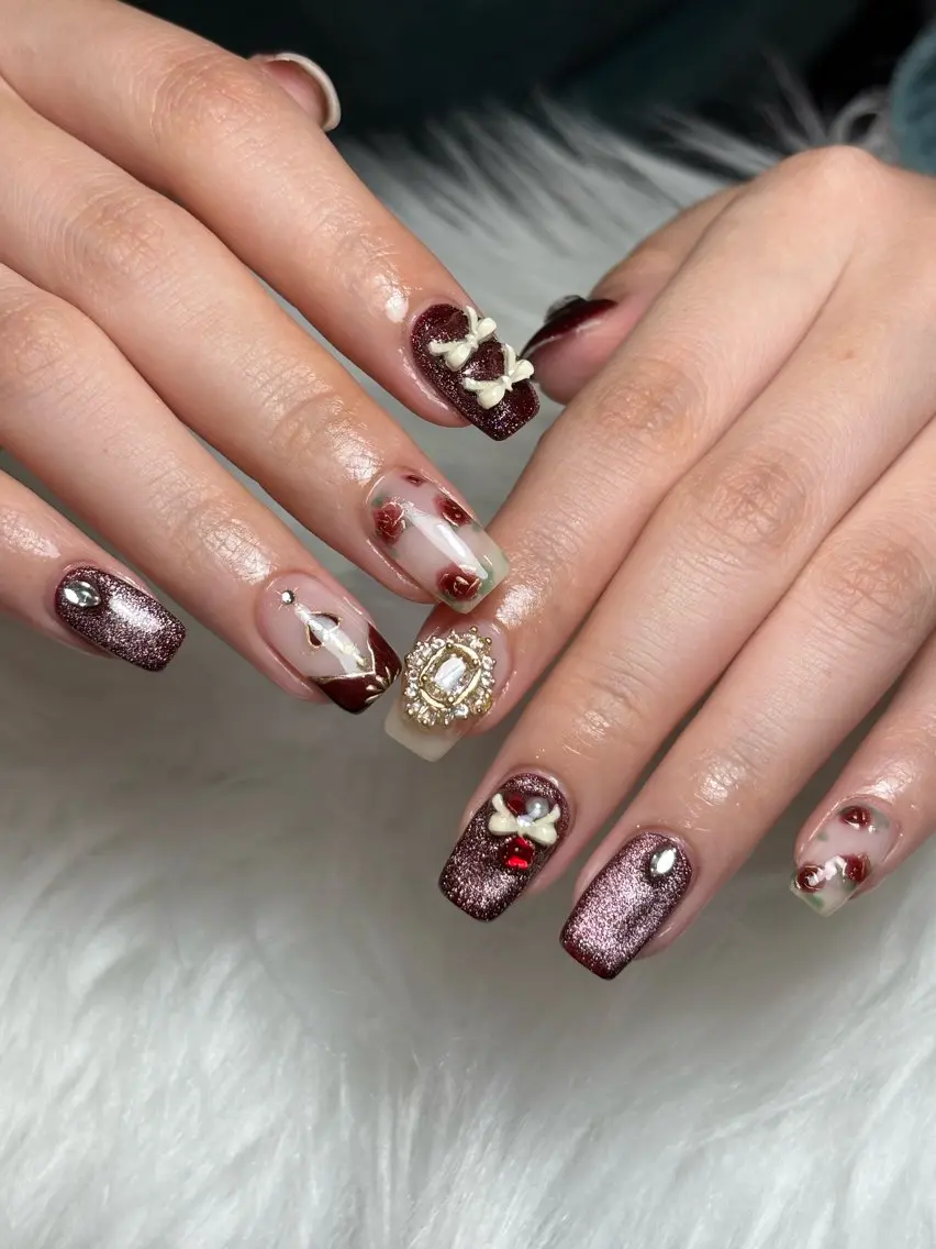 ネイル キラキラネイル 韓国ネイル マグネットネイル 夏ネイル ワンホンネイル ハンドネイル Sully Nail Labのネイルデザイン