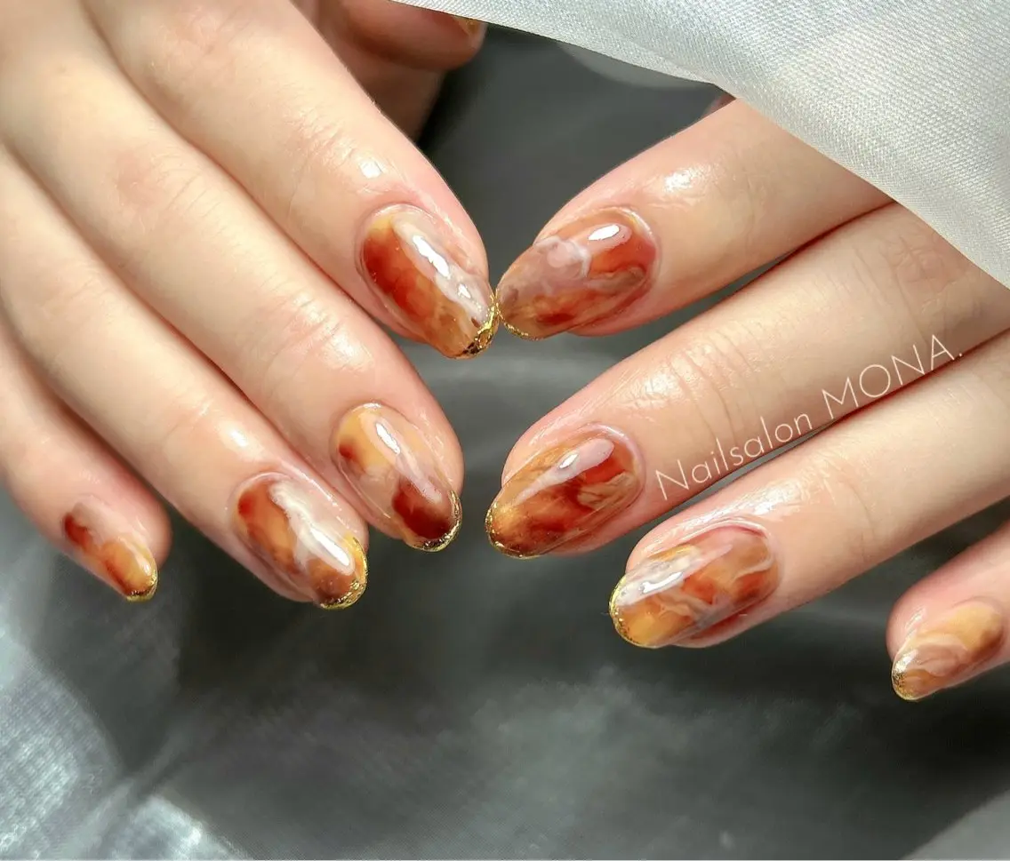 ネイル アートネイル べっ甲ネイル ハンドネイル Nailsalon MONA.のネイルデザイン
