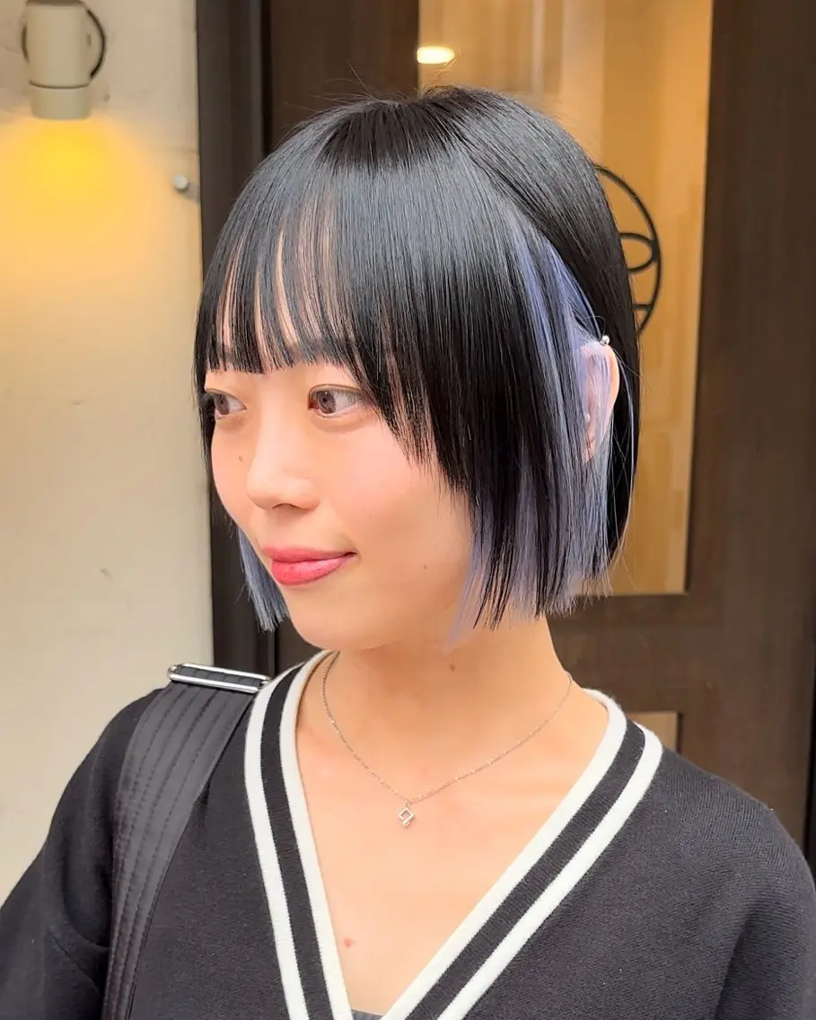 ミディアム カラー ブリーチ ブルーカラー インナーカラー ボブ カット ヘアカラー トリートメント インナーカラー/レイ ヤーカット♡/マキシのヘアスタイル