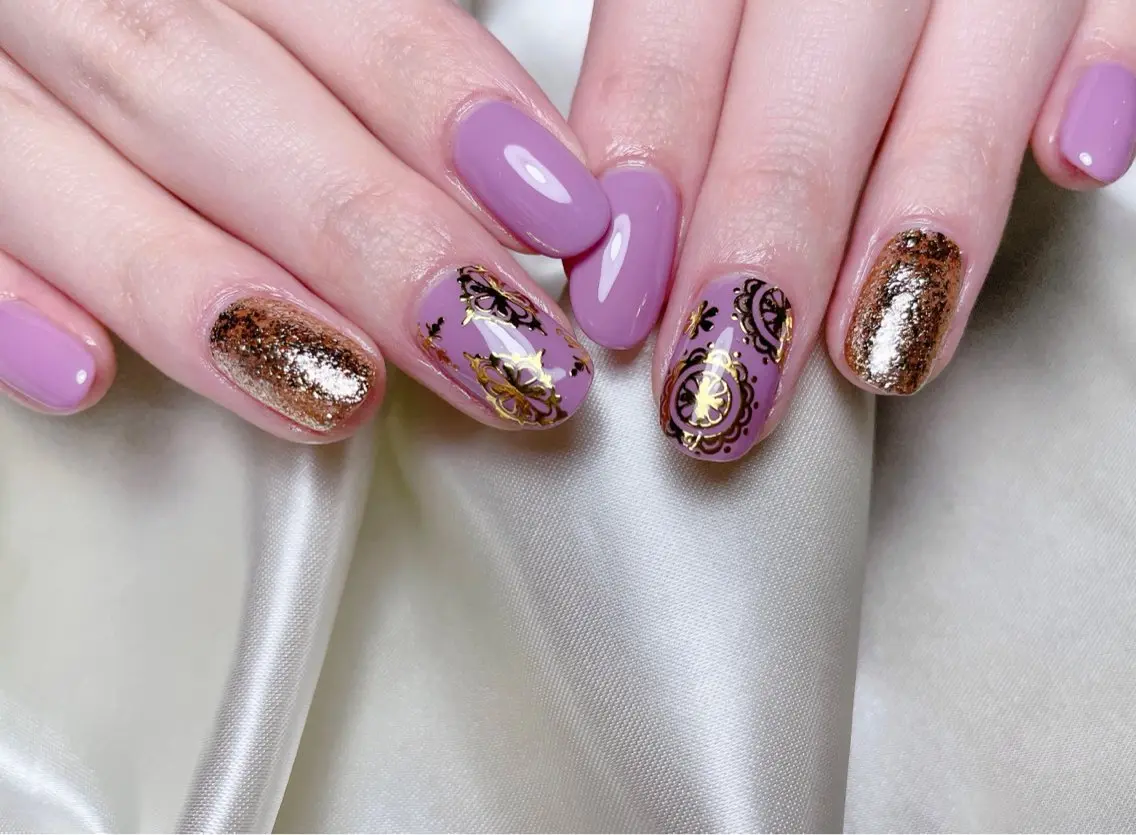 ネイル ゴールド ハンドネイル FLARE NAIL フレアネイルのネイルデザイン