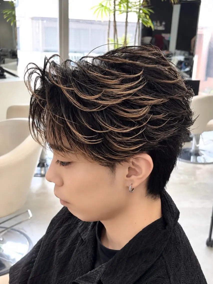 メンズ カット パーマ 黒田 琉偉のヘアスタイル