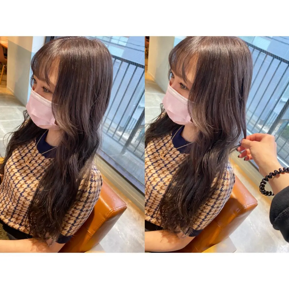 カラー グレージュ ラベンダーカラー ラベンダーグレージュ ラベンダーグレー 🩵盛れる顔周りヘア EMI🩵のヘアスタイル